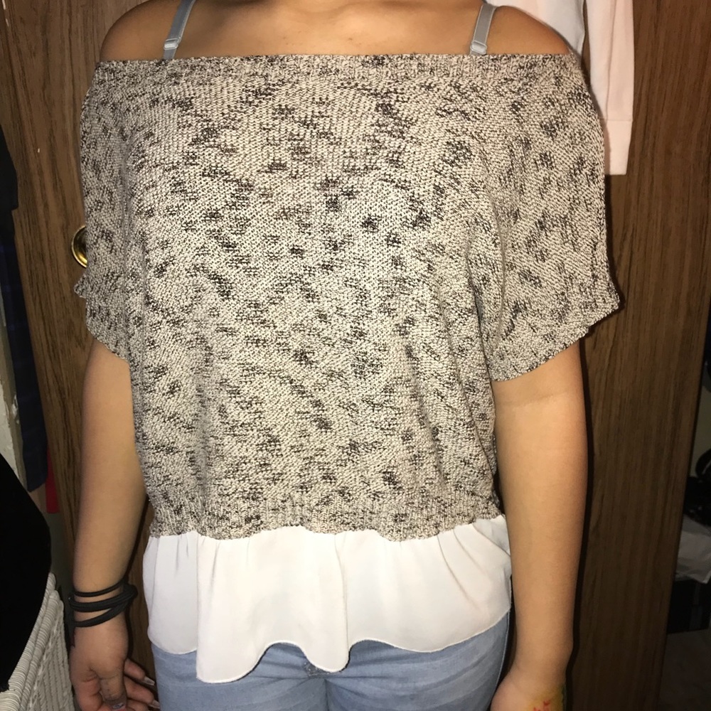 Anthropologie brown knit blouse